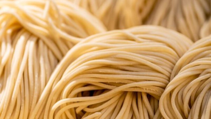 a close up of a bunch of noodles